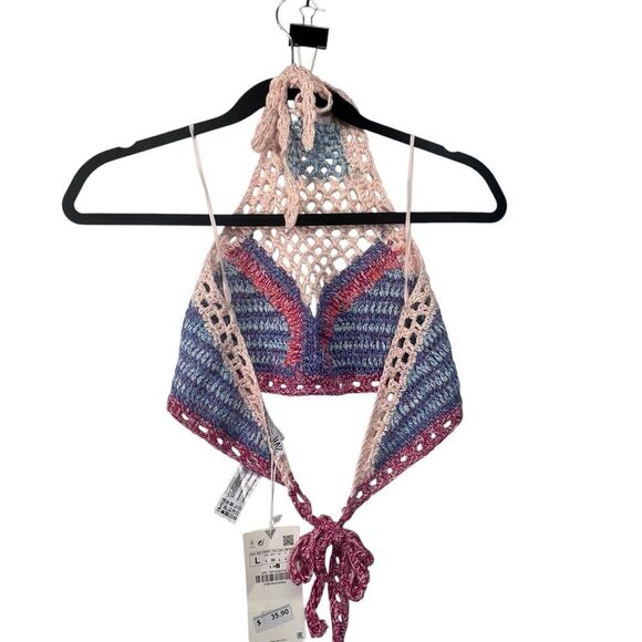 NEW! Nwt Large Zara Crochet Halter Top festival top - Picture 8 of 10